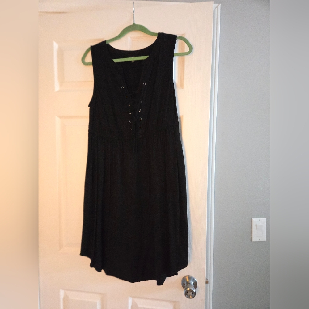 Mini Challis Lace-Up Shirt Dress